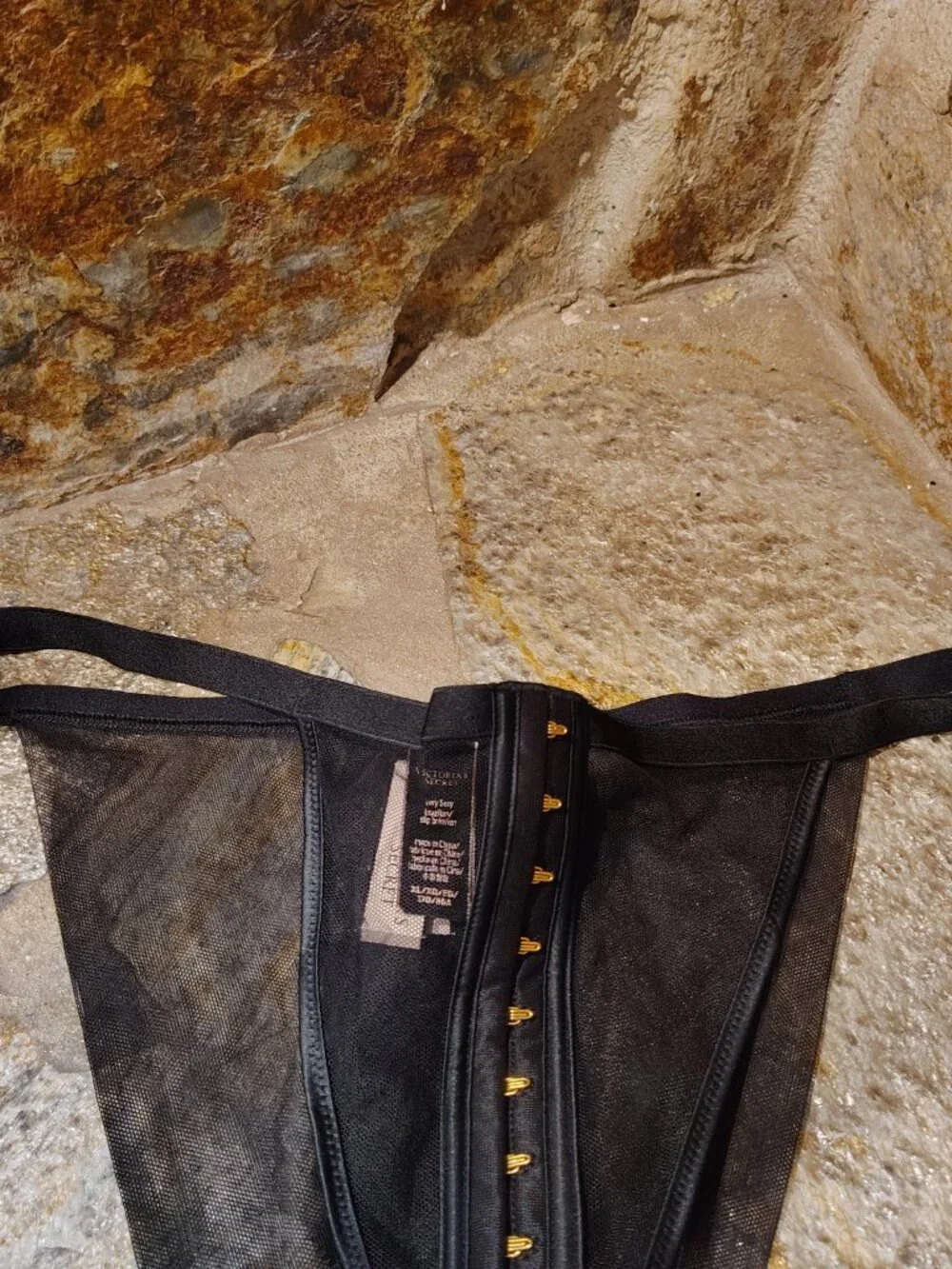 Victoria's Secret Very Sexy Brazilian Velvet Trim Black Panties Size XL